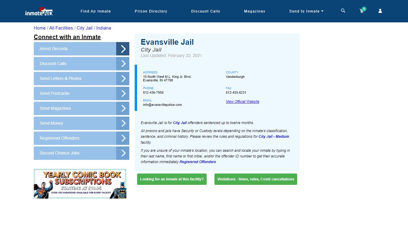 Evansville Jail | Inmate Locator